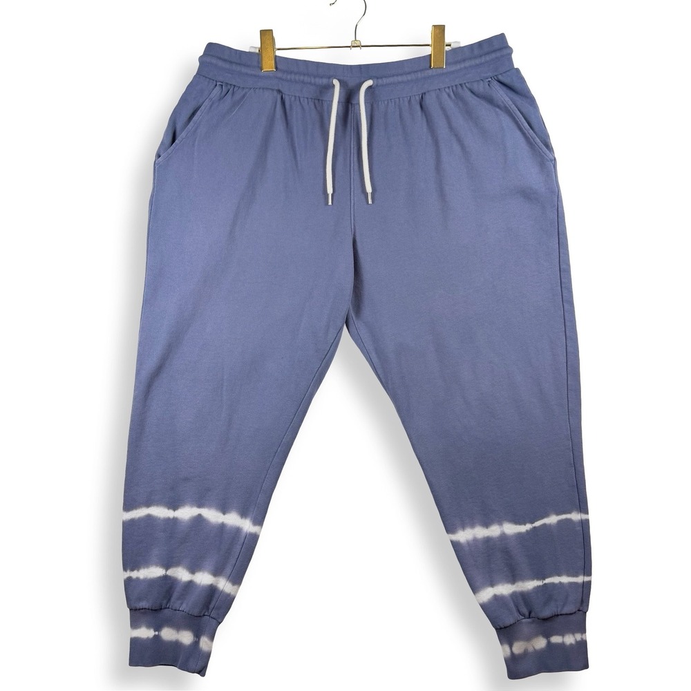 Gap Men XL Blue Tie Dye Stripe Cotton Jogger Sweatpants Drawstring Casual Lounge